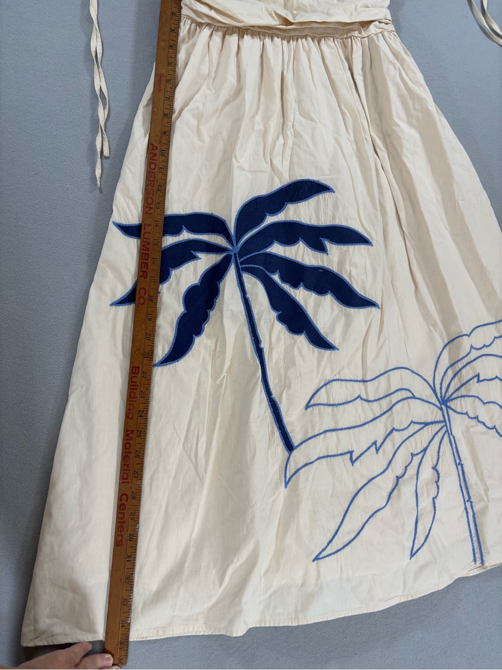 Ciebon Gale Cream Midi Dress with Navy Palm Motif cotton M - Picture 10 of 14